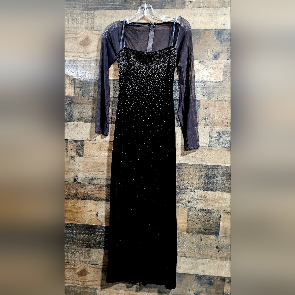 Long Dress Boutique Sheer Top Dark Chocolate Small